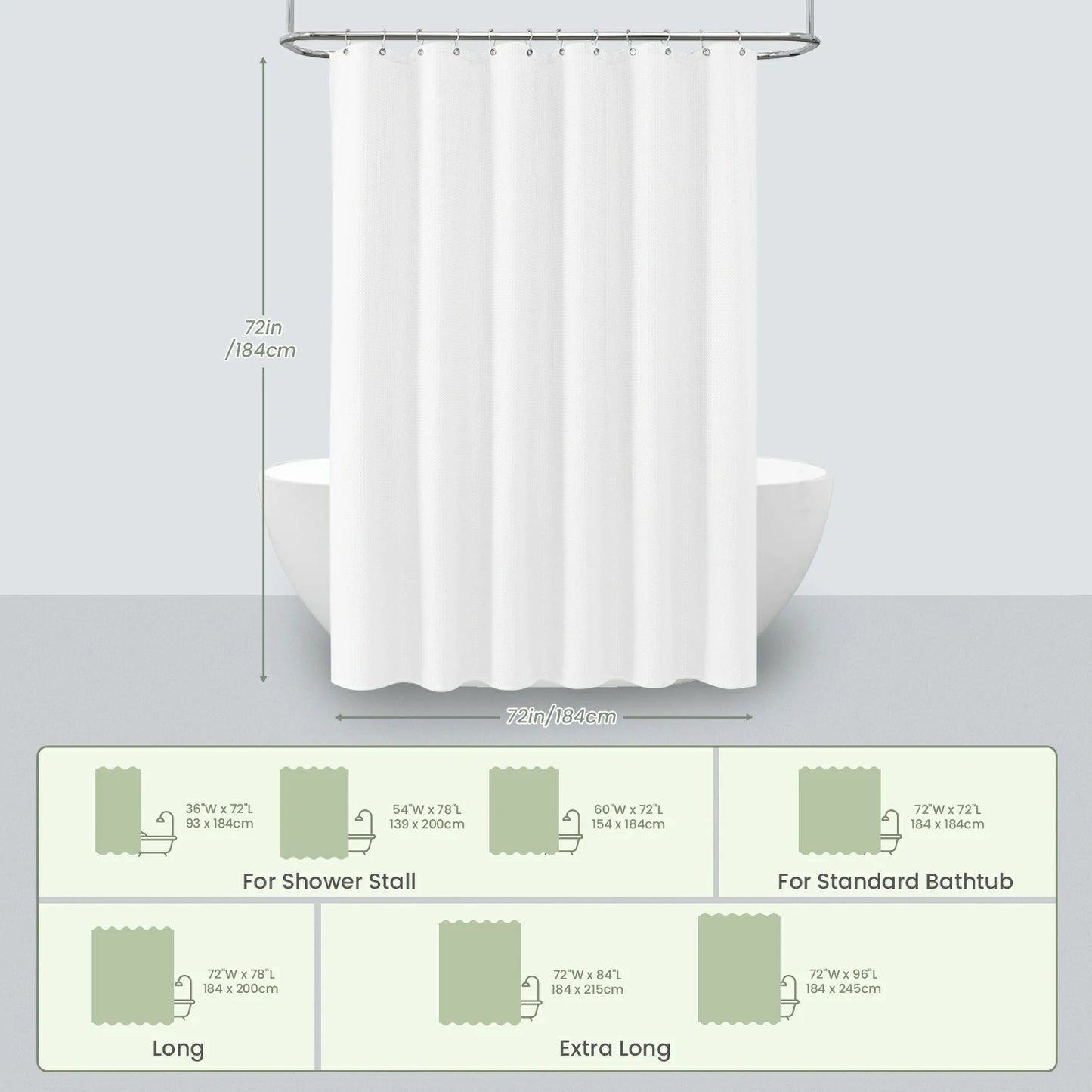 Solid Waffle Weave Shower Curtain