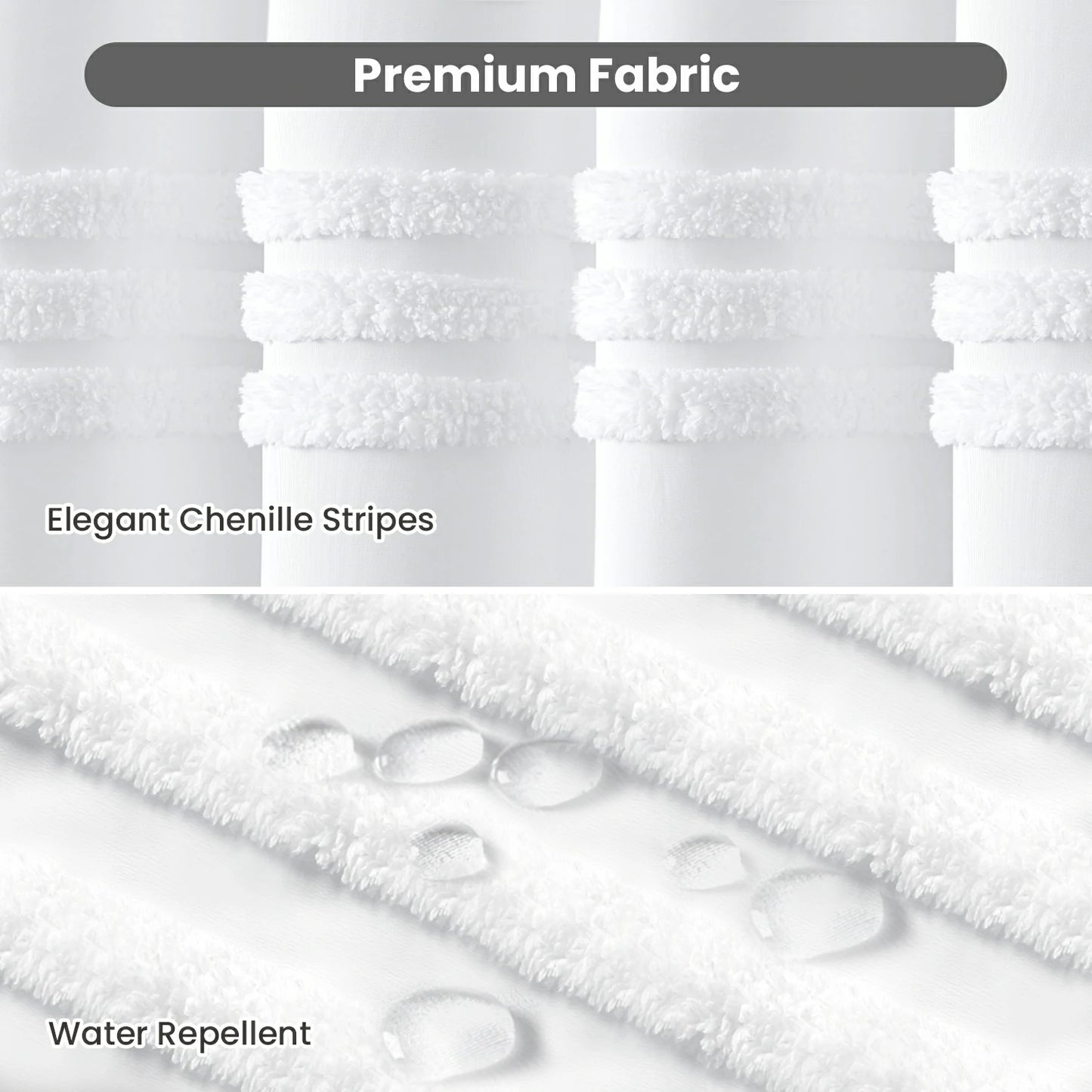 Boho Tufted Textured Striped Tassel Shower Curtain