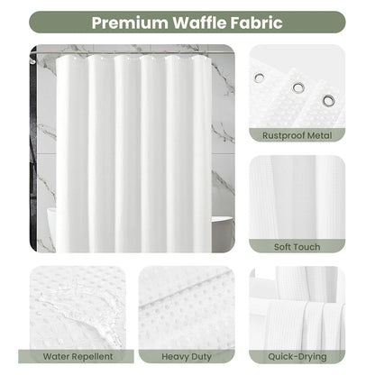 Solid Waffle Weave Shower Curtain