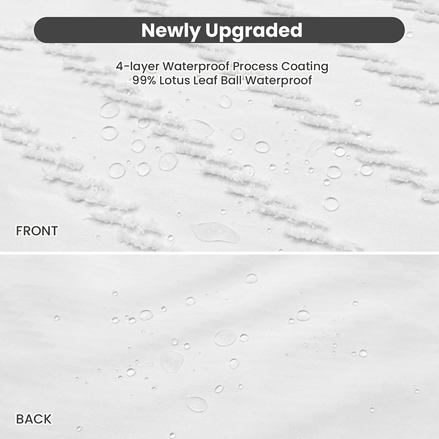 Tufted Textured Chevron Striped Tassel Shower Curtain