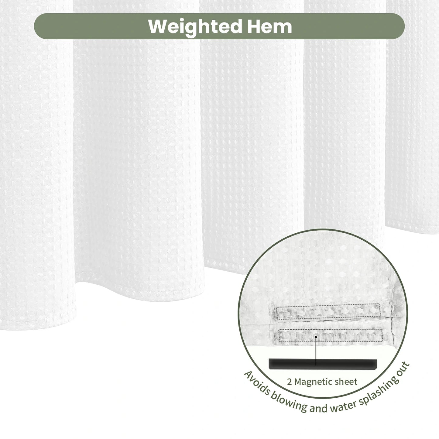 Solid Waffle Weave Shower Curtain