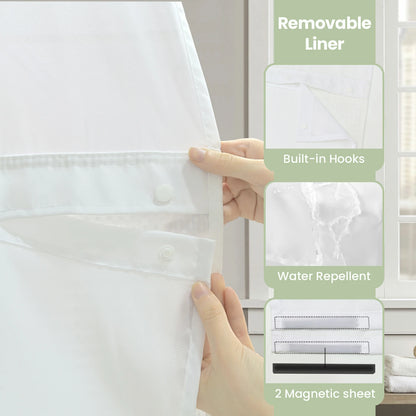Waffle Weave Hookless Shower Curtain Set with Window