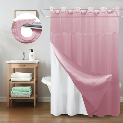 Waffle Weave Hookless Shower Curtain Set with Window