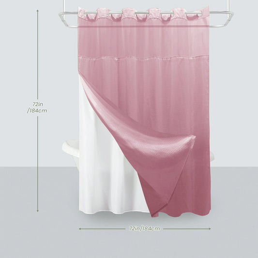 Waffle Weave Hookless Shower Curtain Set with Window