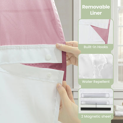 Waffle Weave Hookless Shower Curtain Set with Window