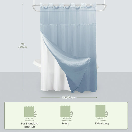 Waffle Weave Hookless Shower Curtain Set with Window