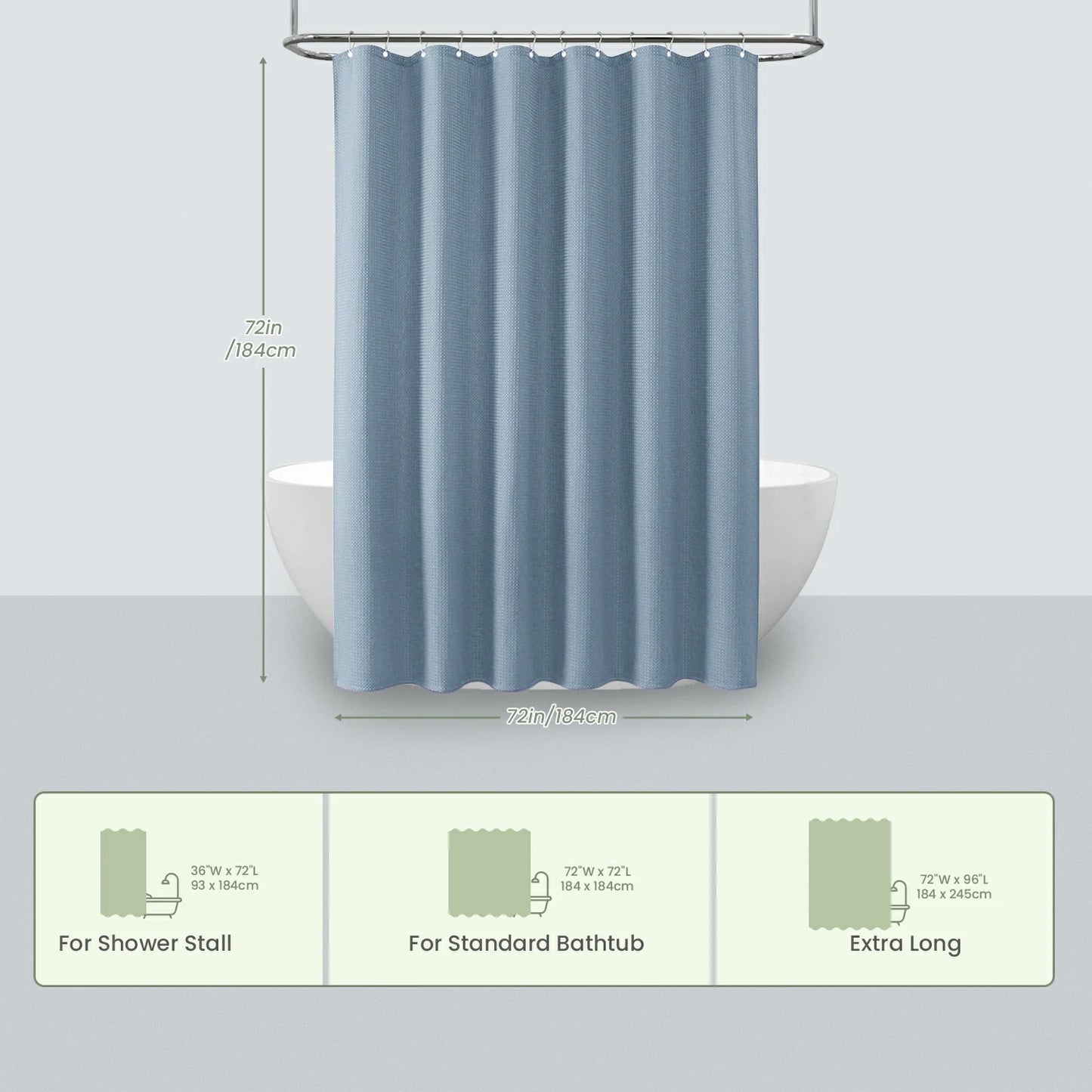 Solid Waffle Weave Shower Curtain