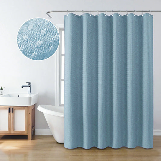 Solid Waffle Weave Shower Curtain