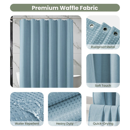 Solid Waffle Weave Shower Curtain