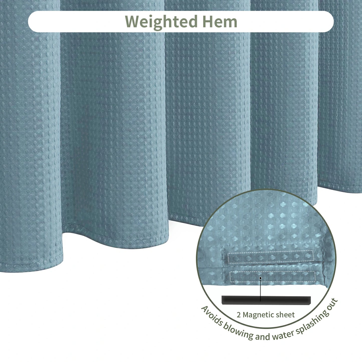 Solid Waffle Weave Shower Curtain