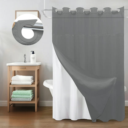 Waffle Weave Hookless Shower Curtain Set with Window