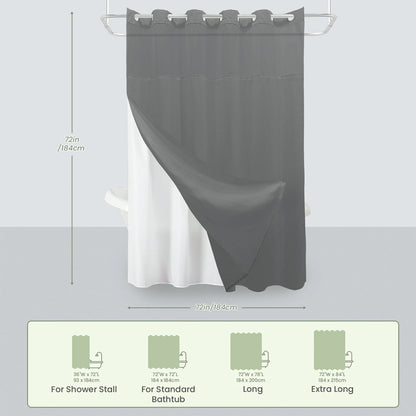 Waffle Weave Hookless Shower Curtain Set with Window