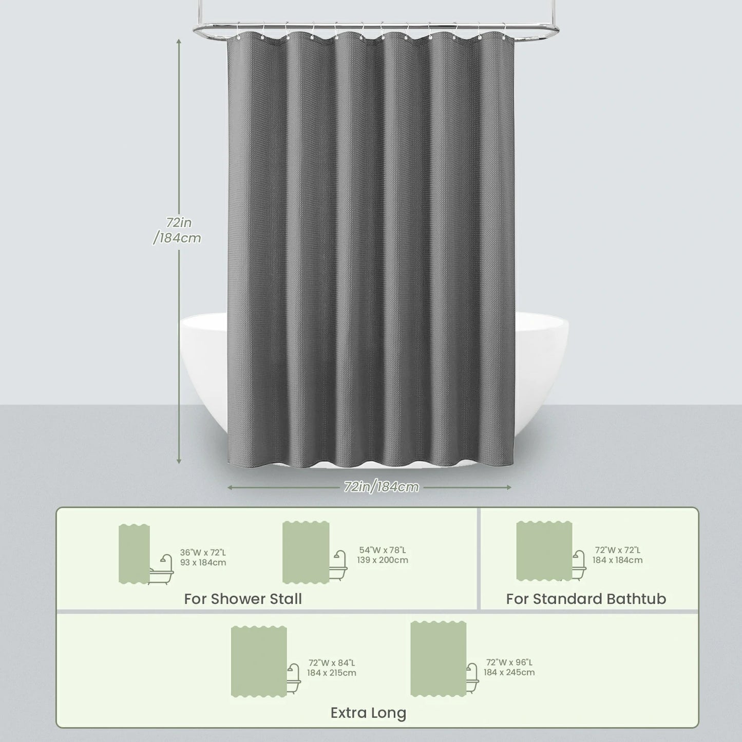 Solid Waffle Weave Shower Curtain