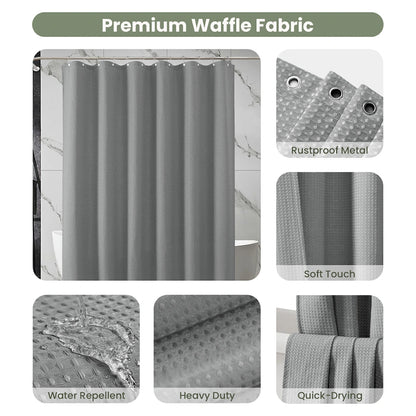 Solid Waffle Weave Shower Curtain