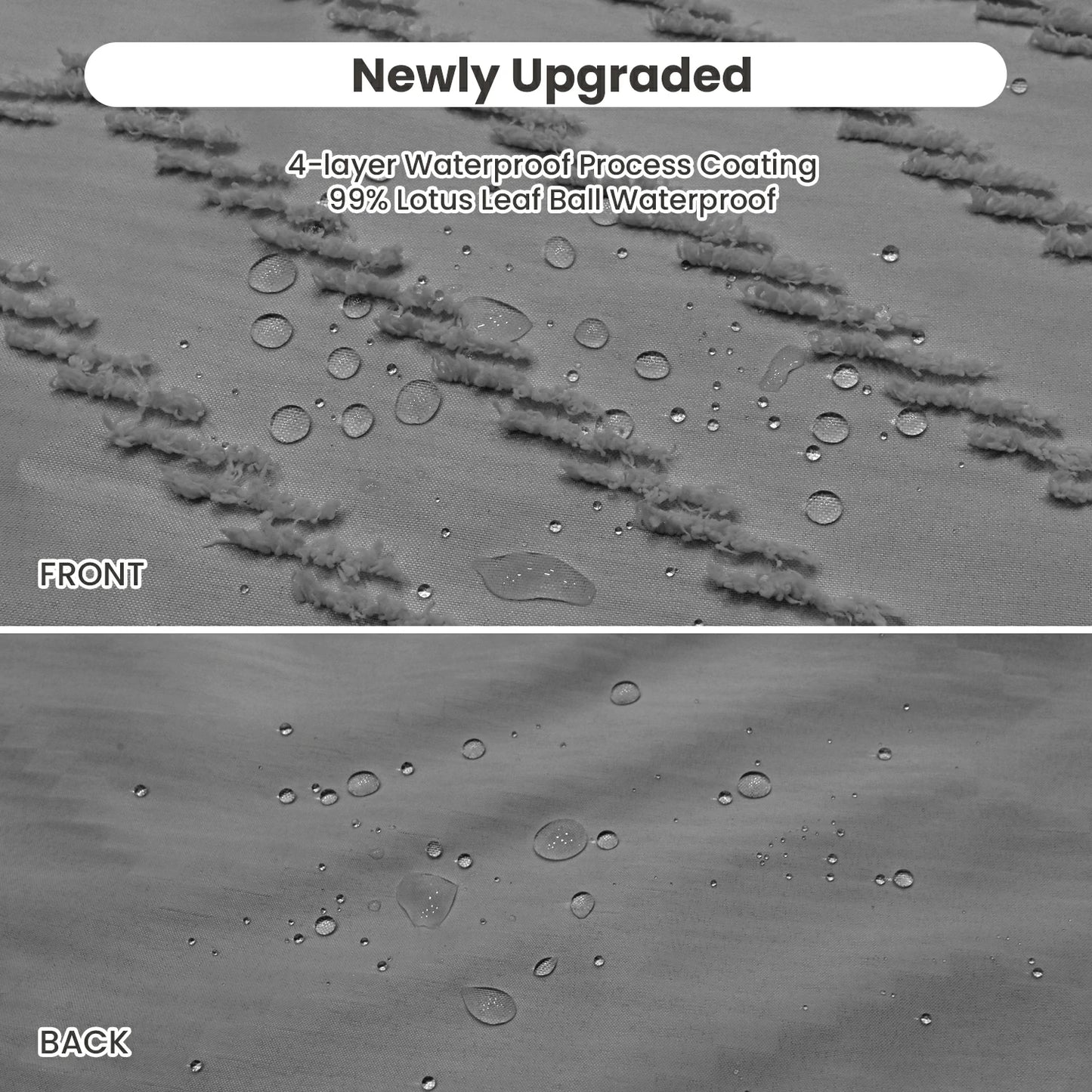 Tufted Textured Chevron Striped Tassel Shower Curtain