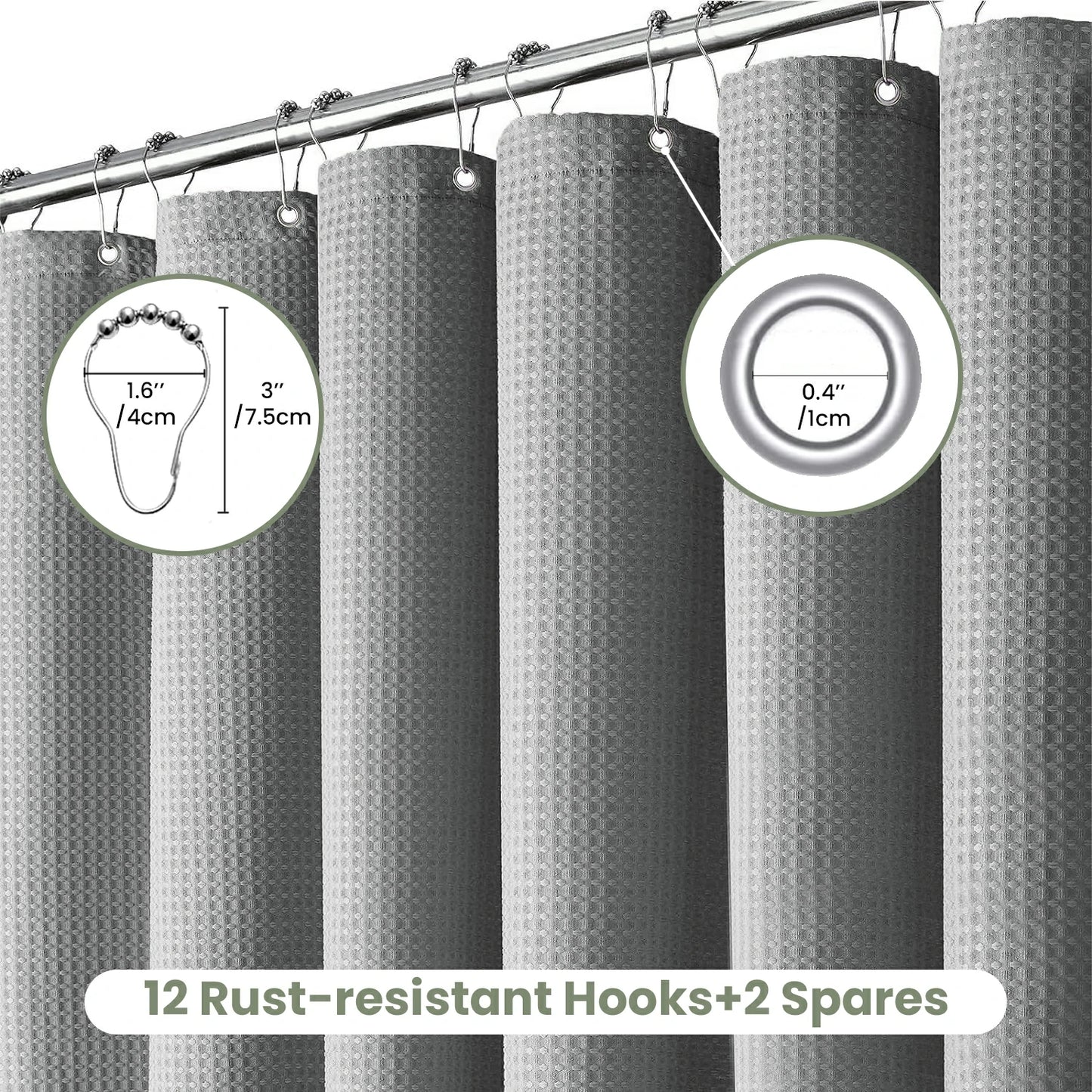 Solid Waffle Weave Shower Curtain