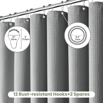 Solid Waffle Weave Shower Curtain