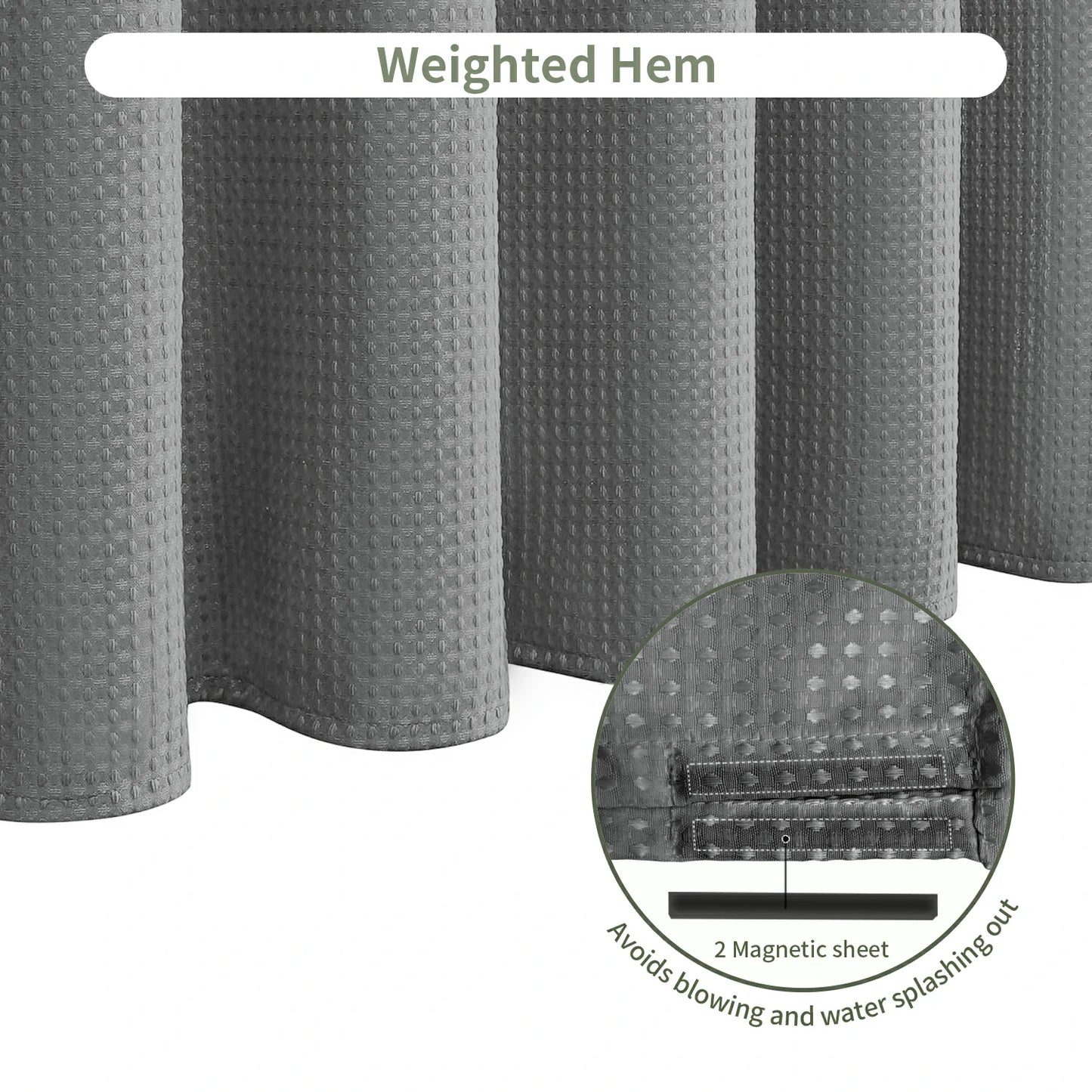 Solid Waffle Weave Shower Curtain