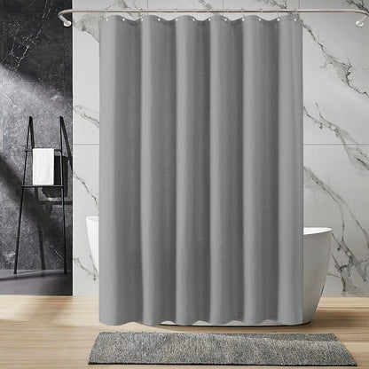 Solid Waffle Weave Shower Curtain