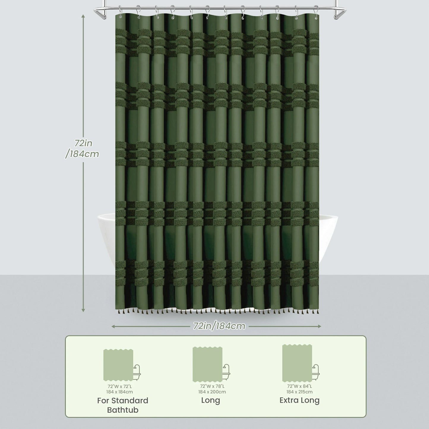 Boho Tufted Textured Striped Tassel Shower Curtain