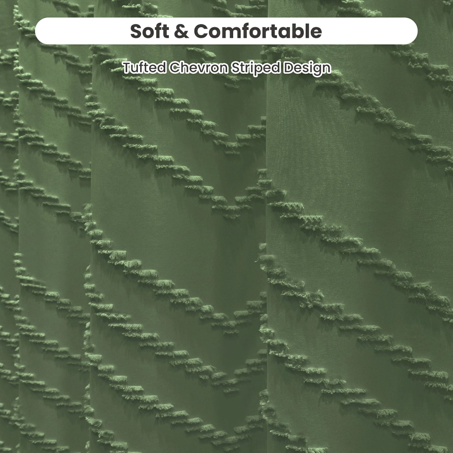 Tufted Textured Chevron Striped Tassel Shower Curtain