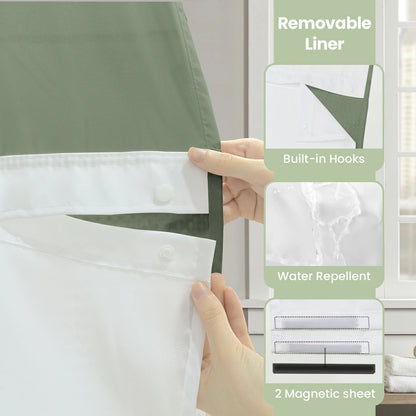 Waffle Weave Hookless Shower Curtain Set with Window
