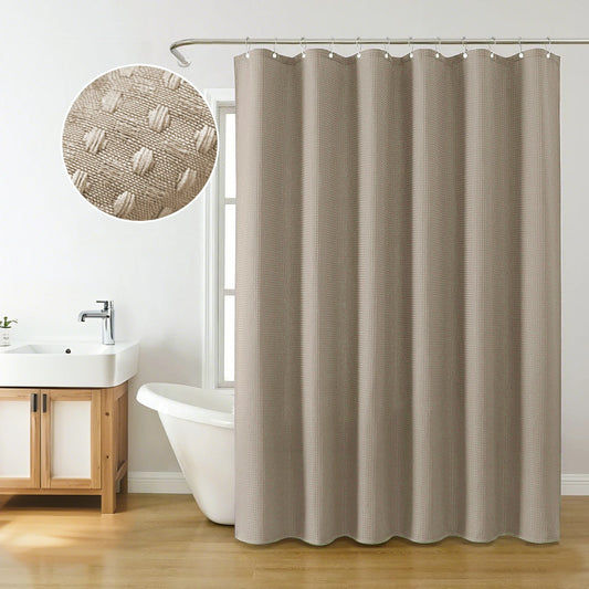 Solid Waffle Weave Shower Curtain