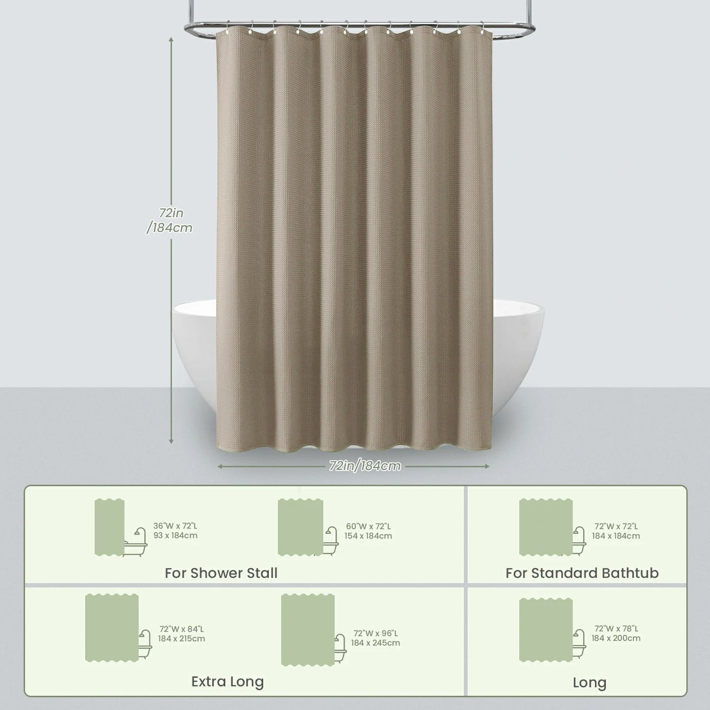 Solid Waffle Weave Shower Curtain