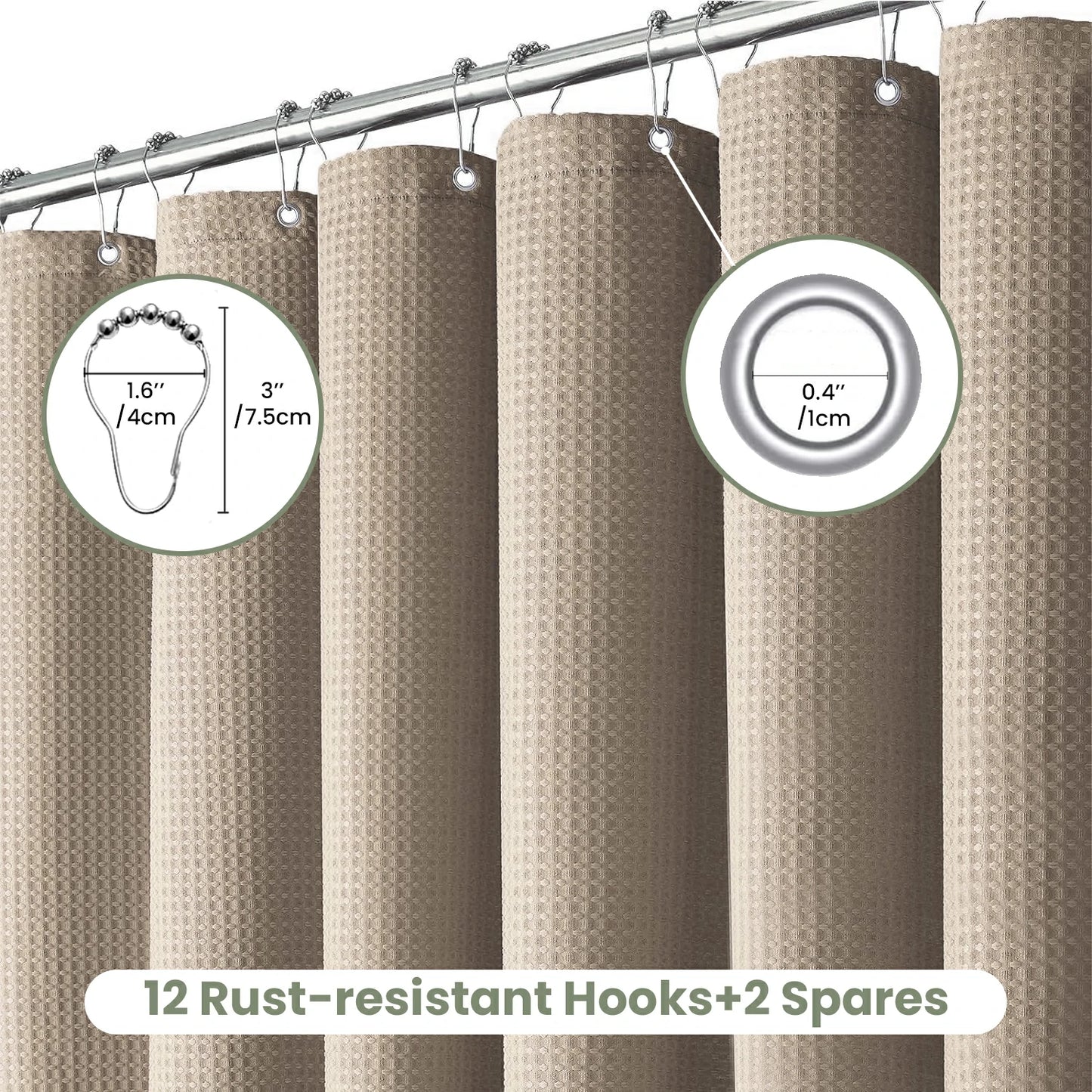 Solid Waffle Weave Shower Curtain
