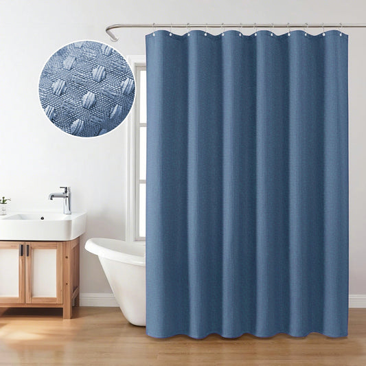 Solid Waffle Weave Shower Curtain