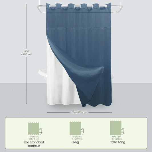 Waffle Weave Hookless Shower Curtain Set with Window