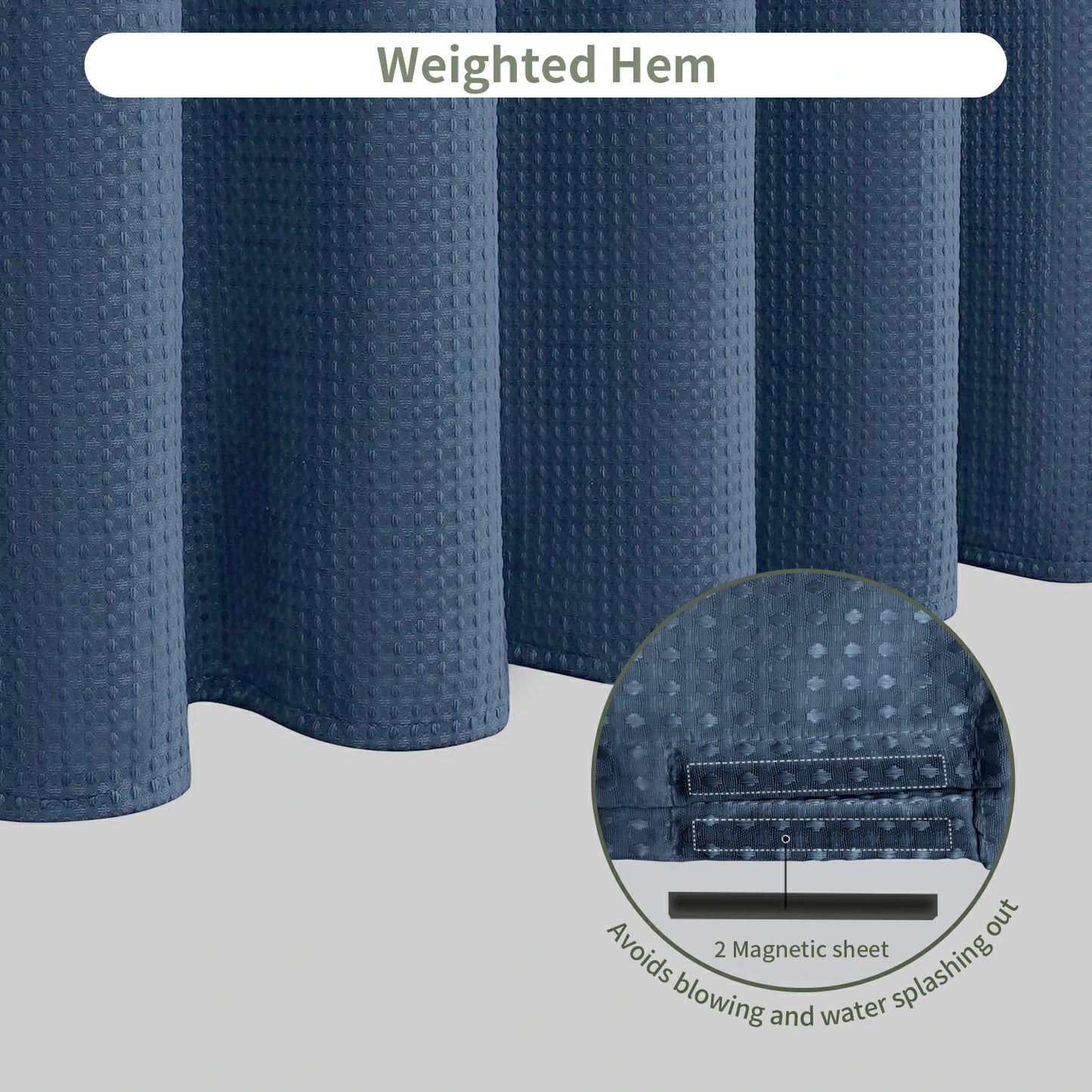 Solid Waffle Weave Shower Curtain