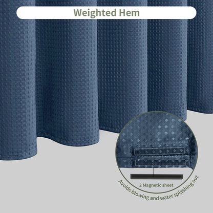 Solid Waffle Weave Shower Curtain