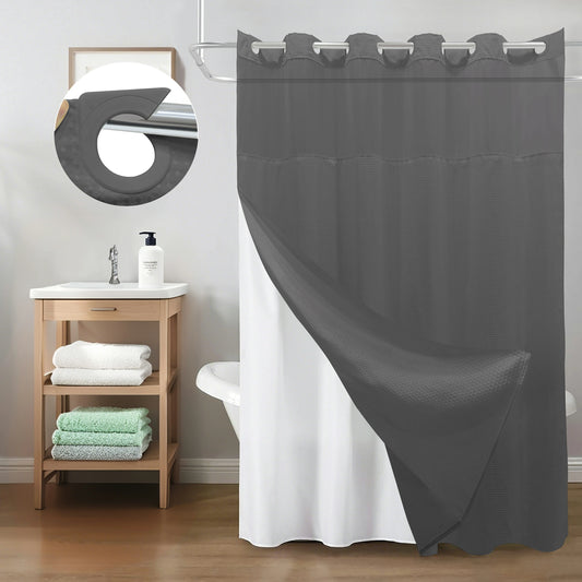 Waffle Weave Hookless Shower Curtain Set with Window