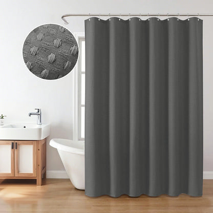 Solid Waffle Weave Shower Curtain