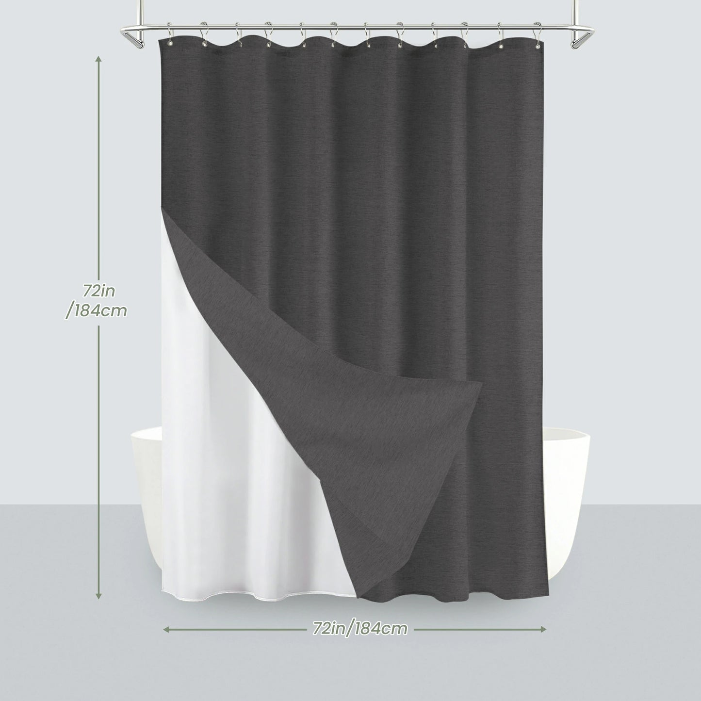 Faux Linen Wrinkleless Shower Curtain Set with Liner (Graphite Gray)