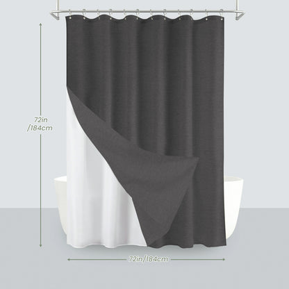 Faux Linen Wrinkleless Shower Curtain Set with Liner (Graphite Gray)