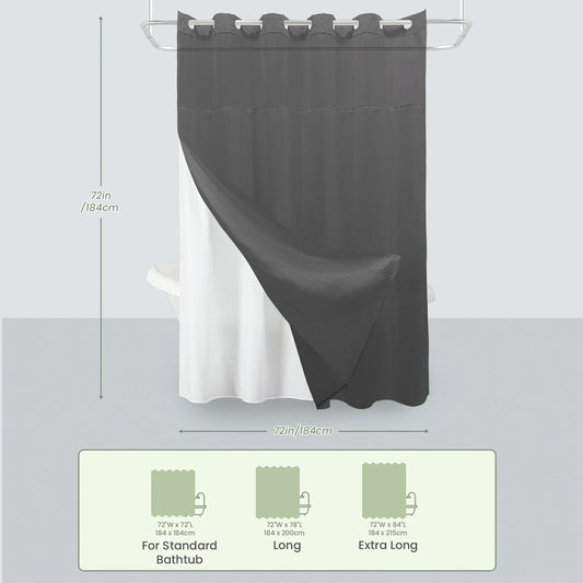 Waffle Weave Hookless Shower Curtain Set with Window