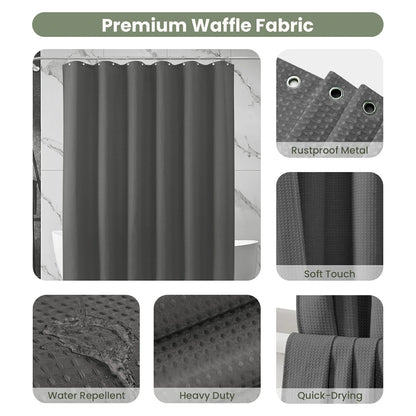Solid Waffle Weave Shower Curtain