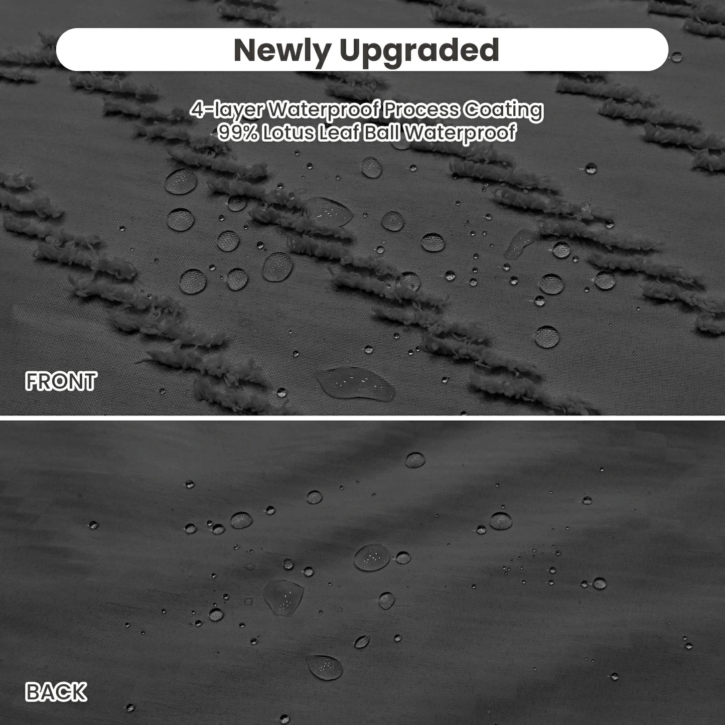 Tufted Textured Chevron Striped Tassel Shower Curtain