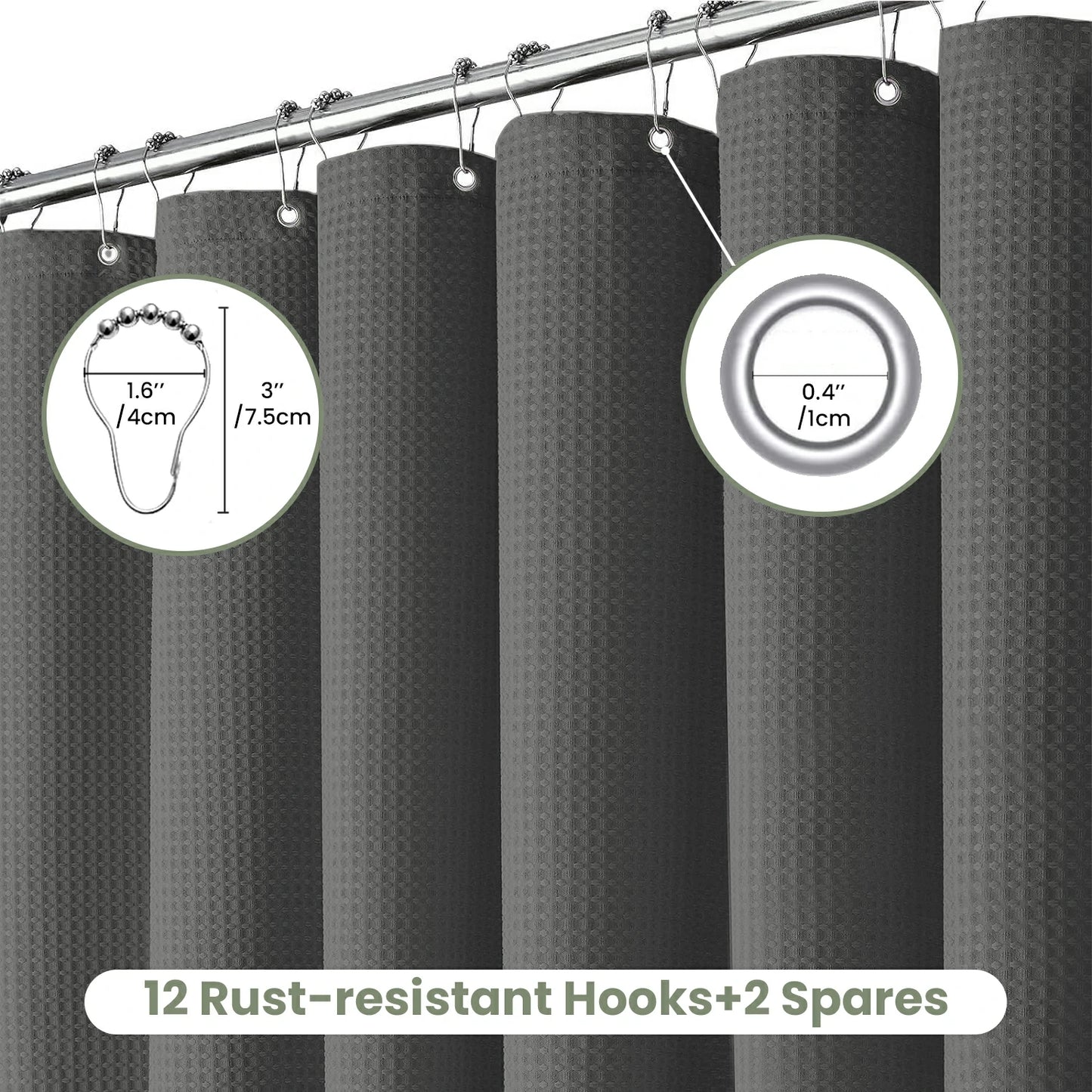 Solid Waffle Weave Shower Curtain