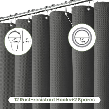 Solid Waffle Weave Shower Curtain