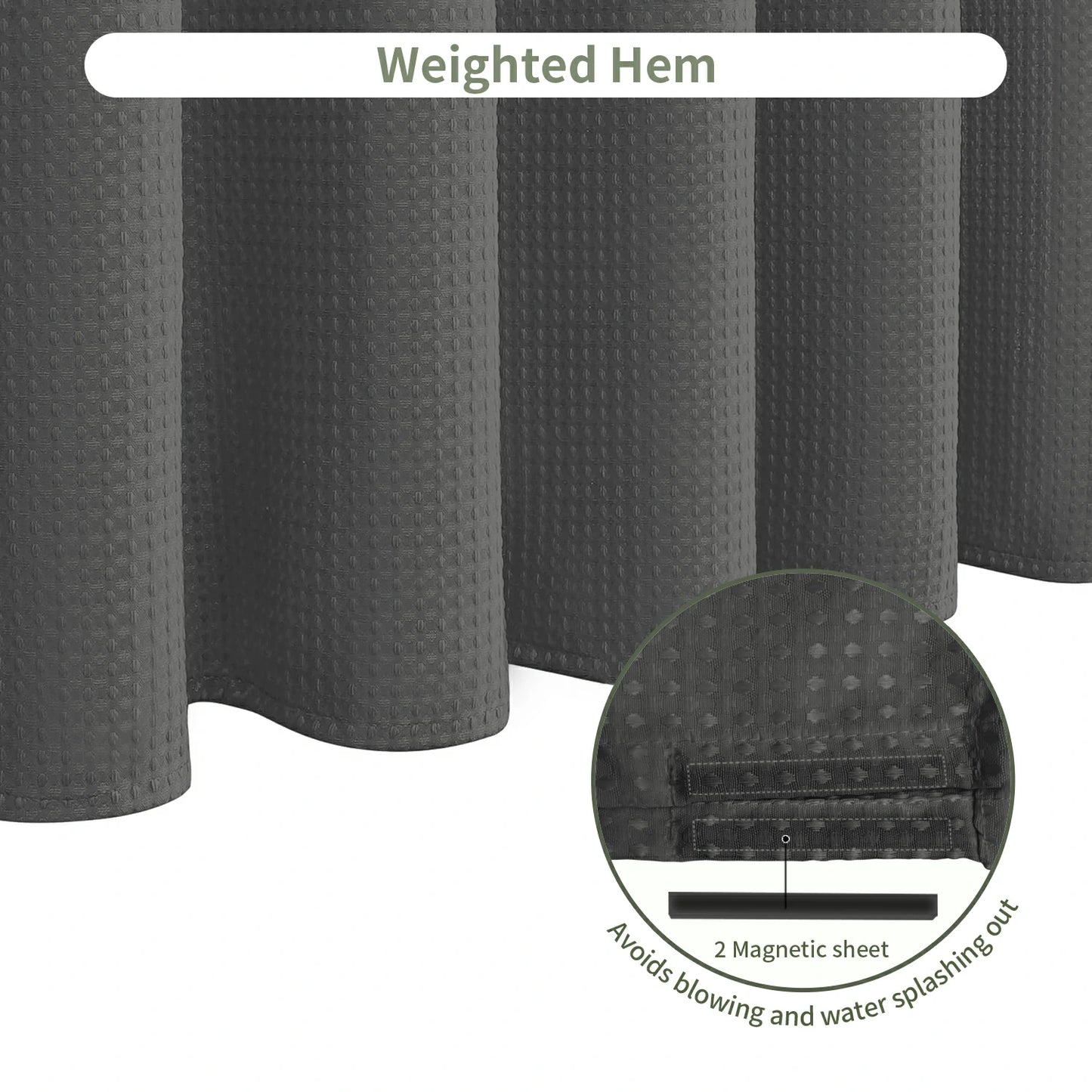 Solid Waffle Weave Shower Curtain