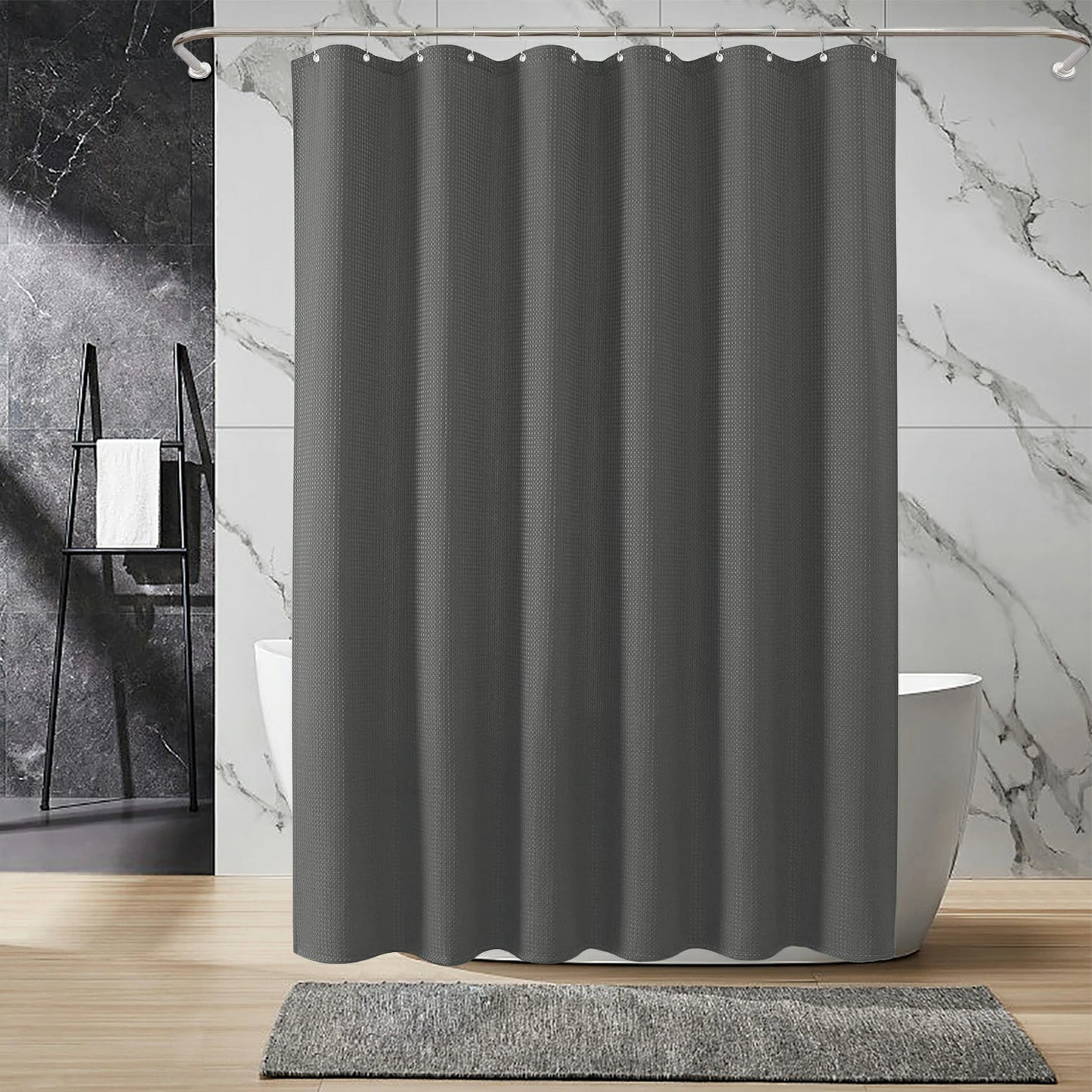 Solid Waffle Weave Shower Curtain