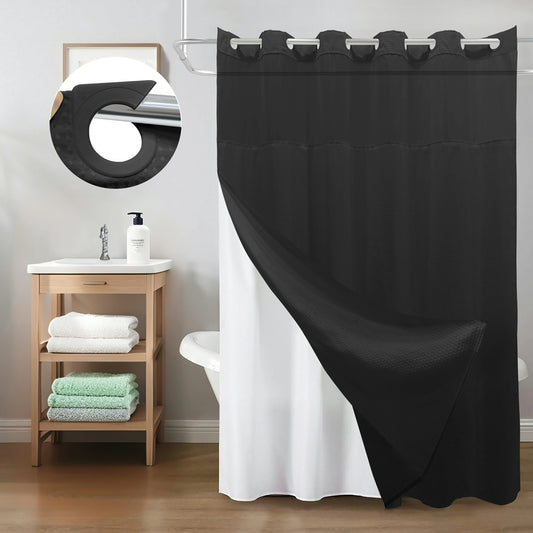 Waffle Weave Hookless Shower Curtain Set with Window