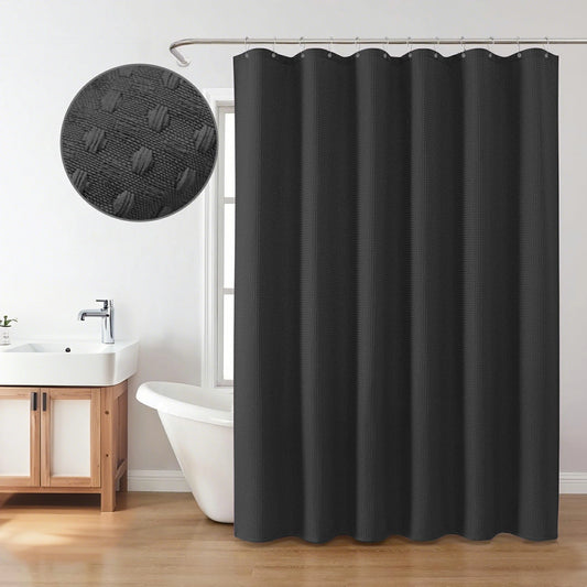 Solid Waffle Weave Shower Curtain