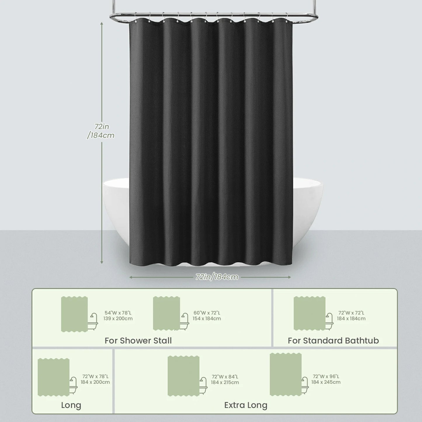 Solid Waffle Weave Shower Curtain