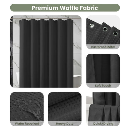 Solid Waffle Weave Shower Curtain