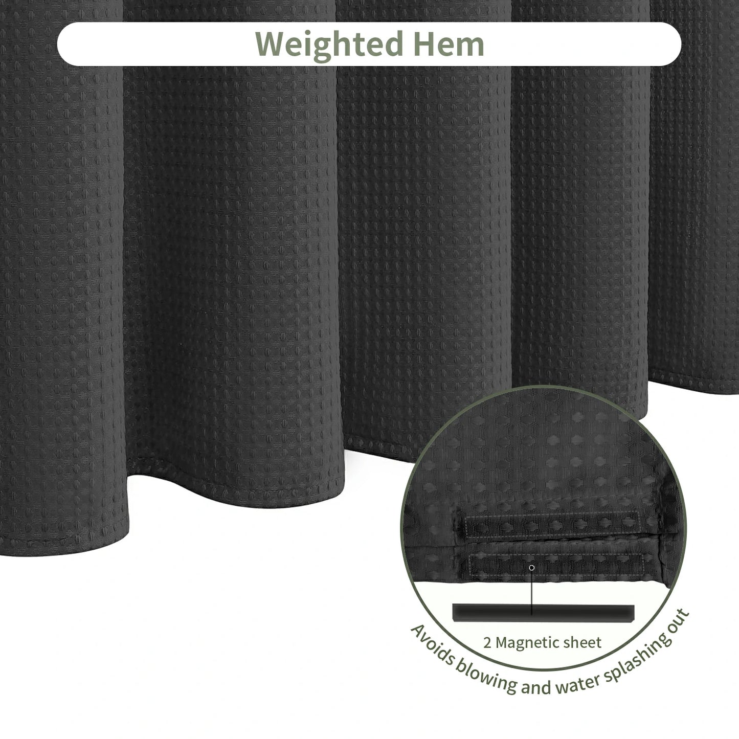 Solid Waffle Weave Shower Curtain