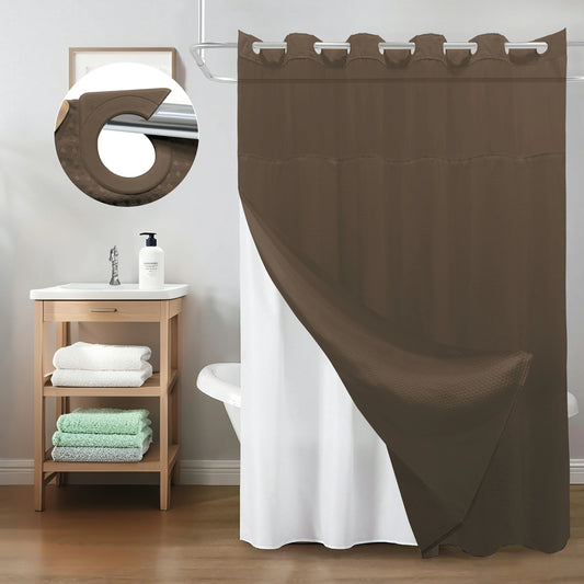 Waffle Weave Hookless Shower Curtain Set with Window